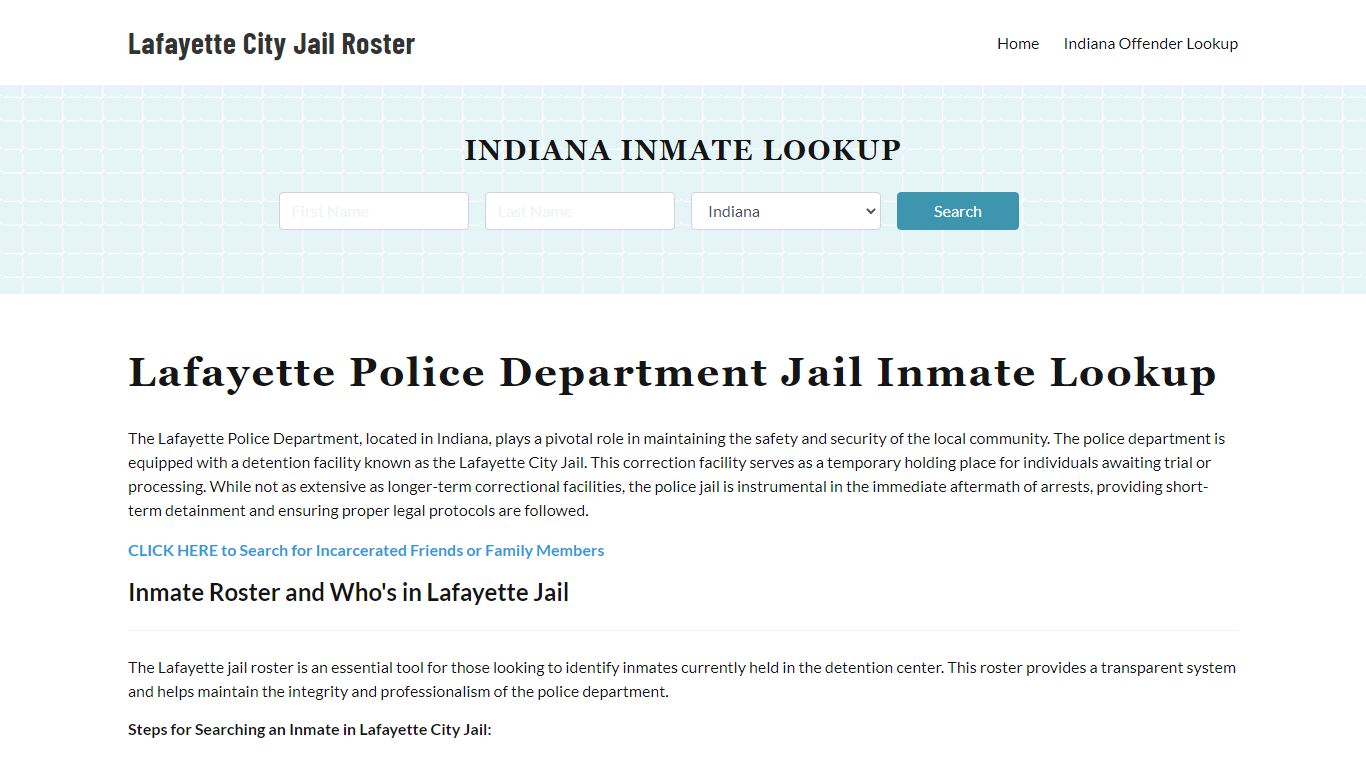 Lafayette Police Department & City Jail, IN Inmate Roster, Arrests ...