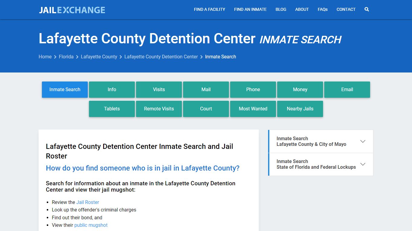Lafayette County Detention Center Inmate Search - Jail Exchange